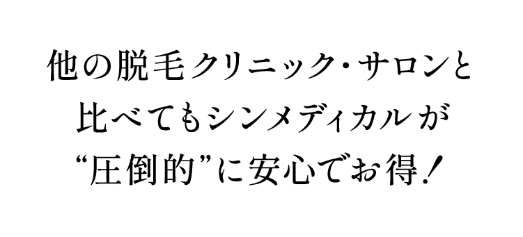 他の脱毛クリニック・サロンと比べてもシンメディカルが圧倒的に安心でお得